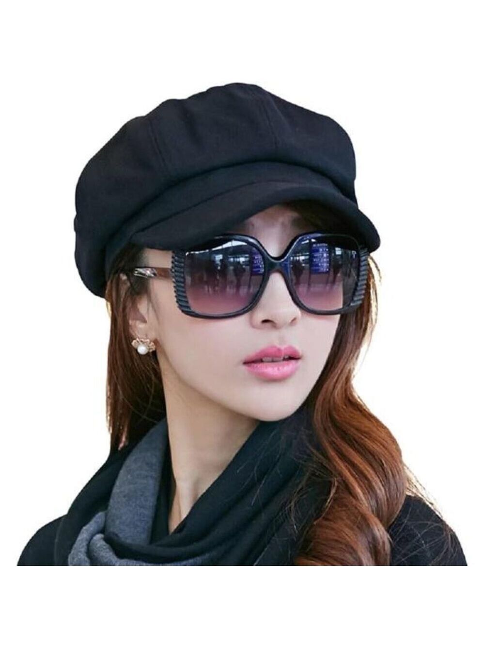 Wool Newsboy Hat Women Winter Warm Cabbie Cap Beret Fashion Adjustable Pageboy